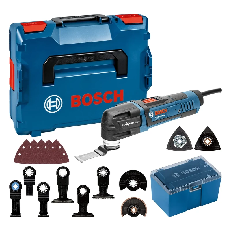 Bosch Professional GOP 30-28 cordless multicutter, 300 watt motor, Starlock tool holder, tool change with hex key, color, L-Boxx & accessory set