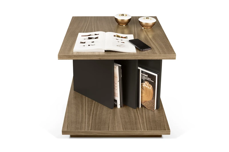 TemaHome Goa Side Table, Wood, Black and Walnut, 55 x 55 x 55 cm