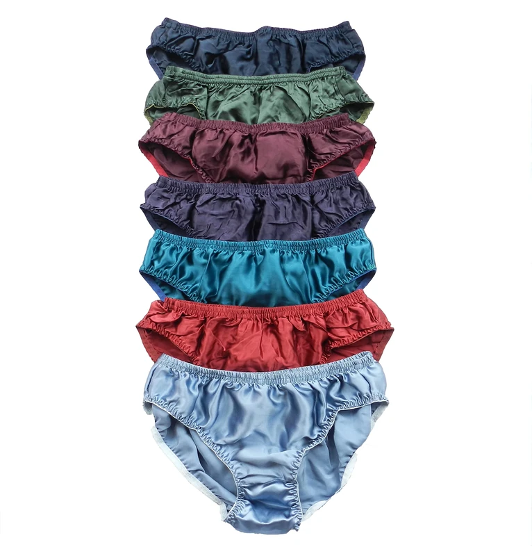 Qianya Men's Silk Bikini Briefs - 6 Pairs, 100% Pure Silk, Sizes L-4XL