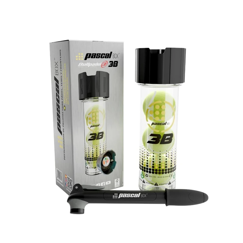 PASCAL BOX - The only high precision all-in-one pressure charger for tennis, padel and frontennis balls. Play with the regulatory pressure. Always