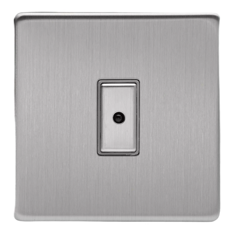 Varilight Single V-Pro Multi-Point LED Dimmer 1 x 0-100W - Screwless Brushed Steel With Brushed Steel Button, JDSE101S