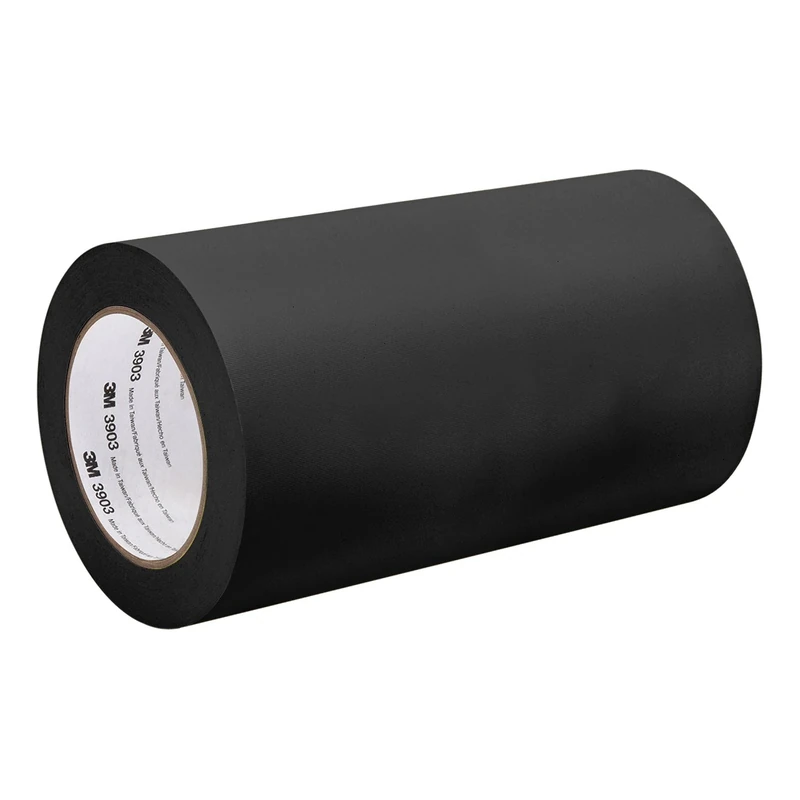 TapeCase 42-50-3903-BLACK Black Vinyl/Rubber Adhesive Converted 3903 Duct Tape, 12.6 psi Tensile Strength, 50 yd. Length, 42" Width