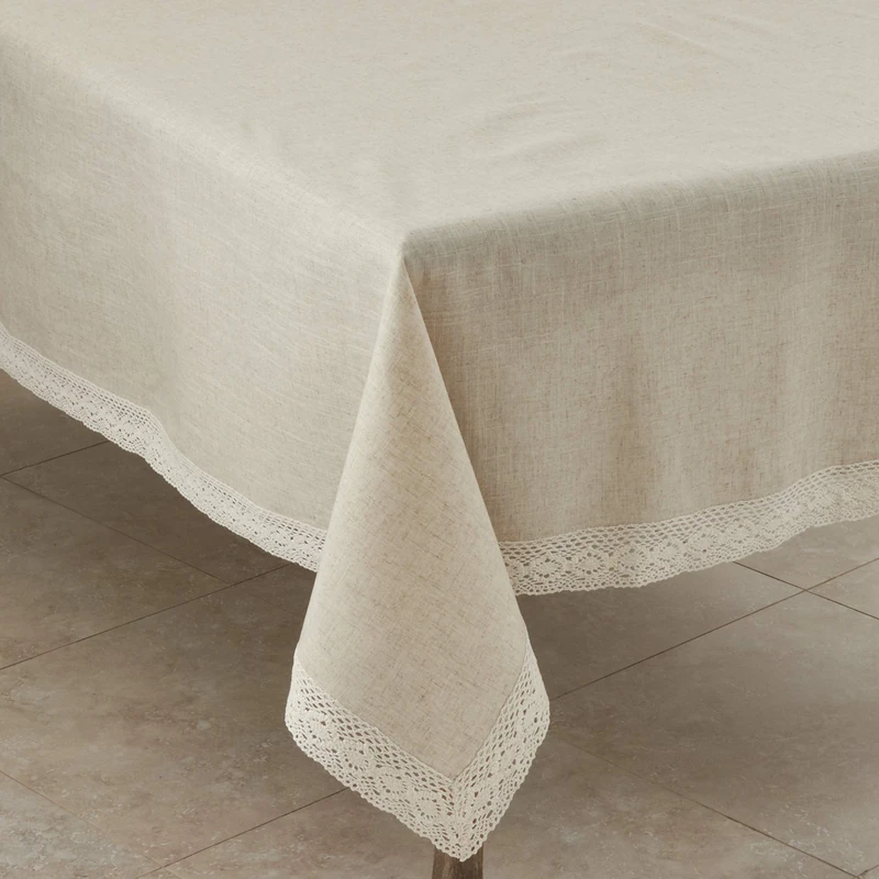 SARO LIFESTYLE 931 Tablecloth Natural 90 Inch Square, Sold Per 1 PC