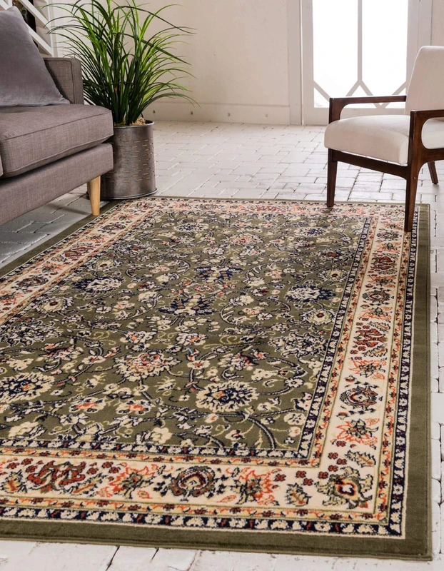Unique Loom Kashan Collection Traditional Floral Overall Pattern with Border Red Runner Rug (3' x 10')