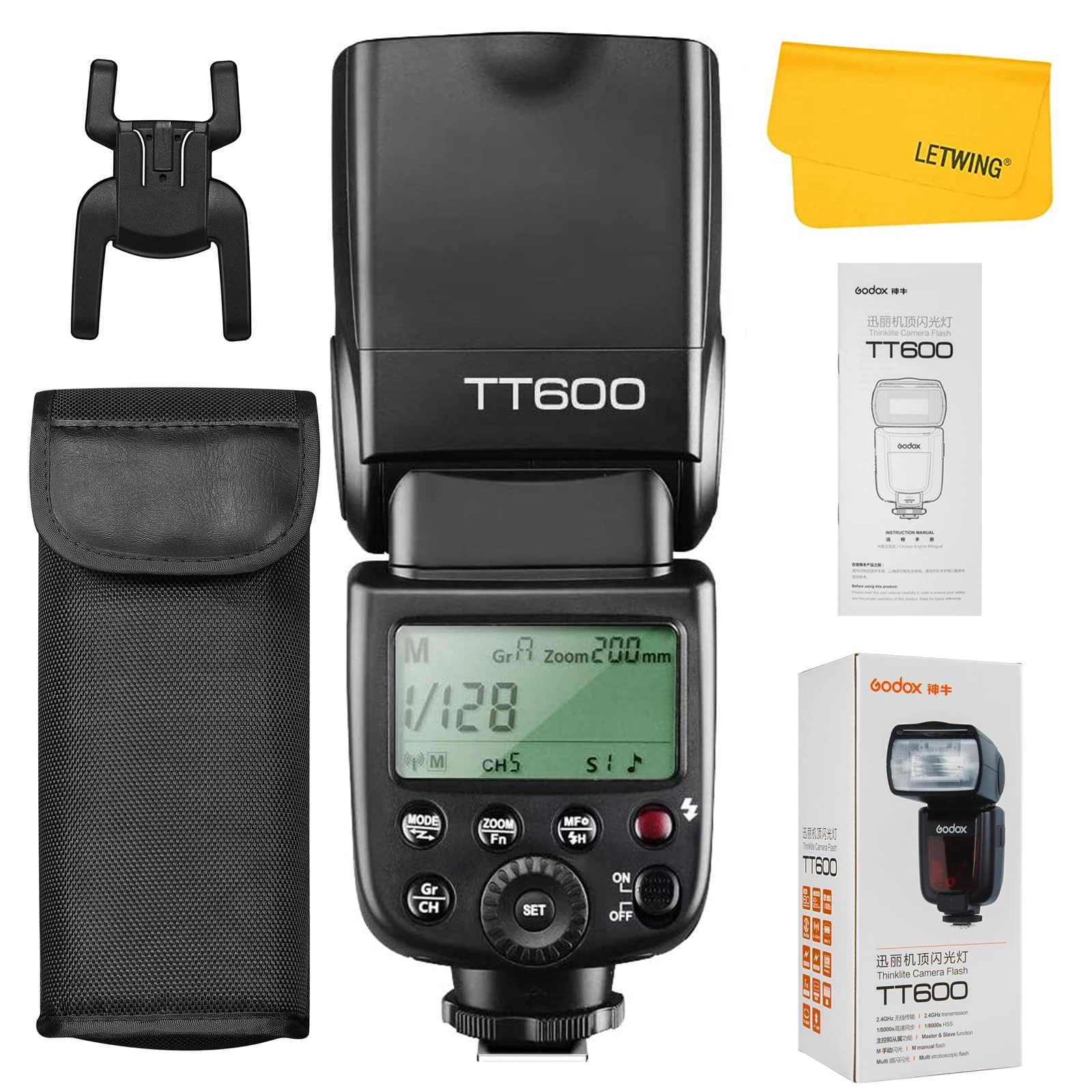 Godox TT600 2.4G Wireless Flash Speedlite Master/Slave Flash with Built-in Trigger System Compatible for Canon Nikon Pentax Olympus Fujifilm Panasonic (TT600)