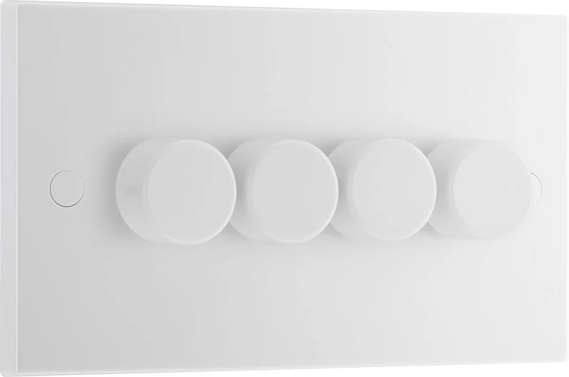 BG Electrical Intelligent Quadruple Wall Dimmer Switch, 2 Way, Square Edge, Nexus 900 Series, White Moulded 200W, 984