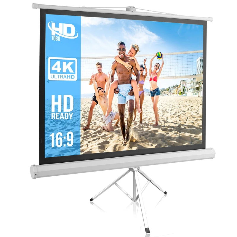 Portable Projector Screen Tripod Stand - Mobile Projection Screen , Lightweight Carry & Durable Easy Pull Assemble System for Schools Meeting Conference Indoor Outdoor Use, 50 Inch - Pyle PRJTP52, White