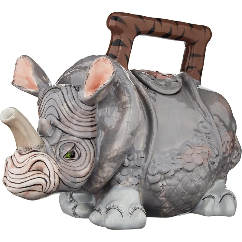 Blue Sky Ceramic Rhino Teapot, 9.5 x 5.5 x 7-Inch
