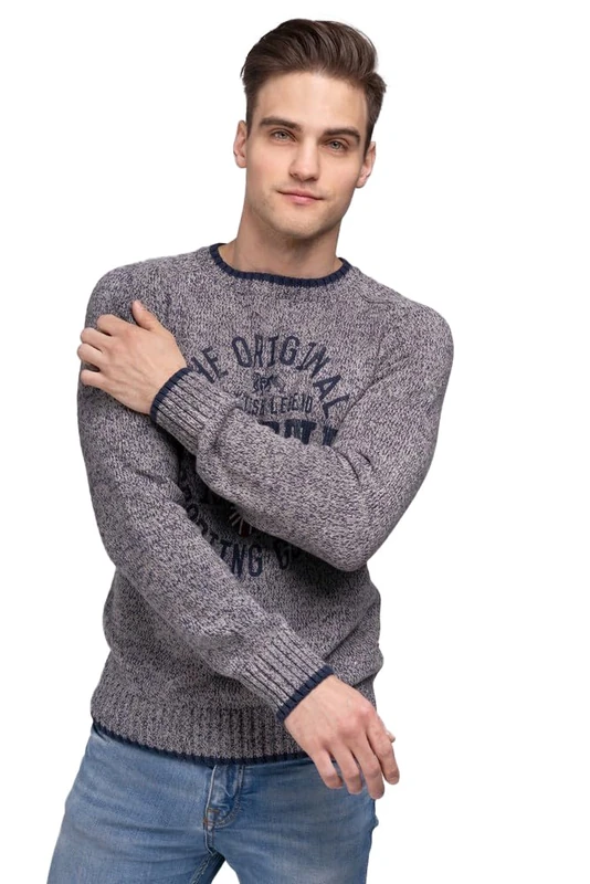 Lonsdale London Men's Borden Crew Neck Sweatshirt Knit, Men, 114704, Light Grey, XXL - Image 1