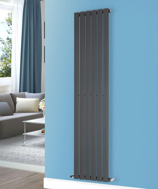 NRG Modern Vertical Upright Column Radiator Bathroom Central Heating Anthracite Flat Panel 1600x408mm - Single