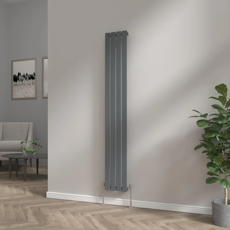 NRG Modern Vertical Upright Column Radiator Bathroom Central Heating Anthracite Flat Panel 1800x272mm - Single