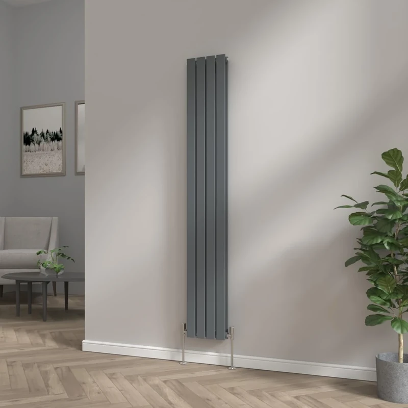 NRG Modern Vertical Upright Column Radiator Bathroom Central Heating Anthracite Flat Panel 1800x272mm - Double