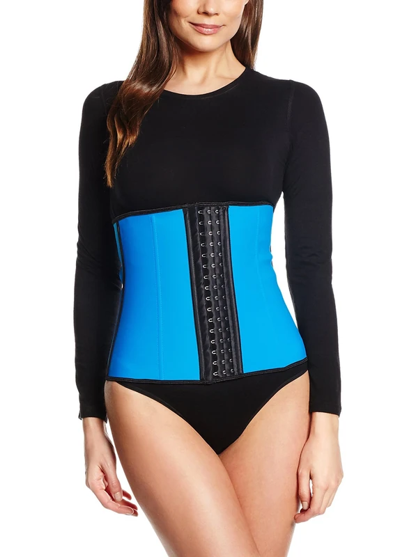 INTIMAX Women's Corset Latex Appearance Azul Bustier - Blue - M