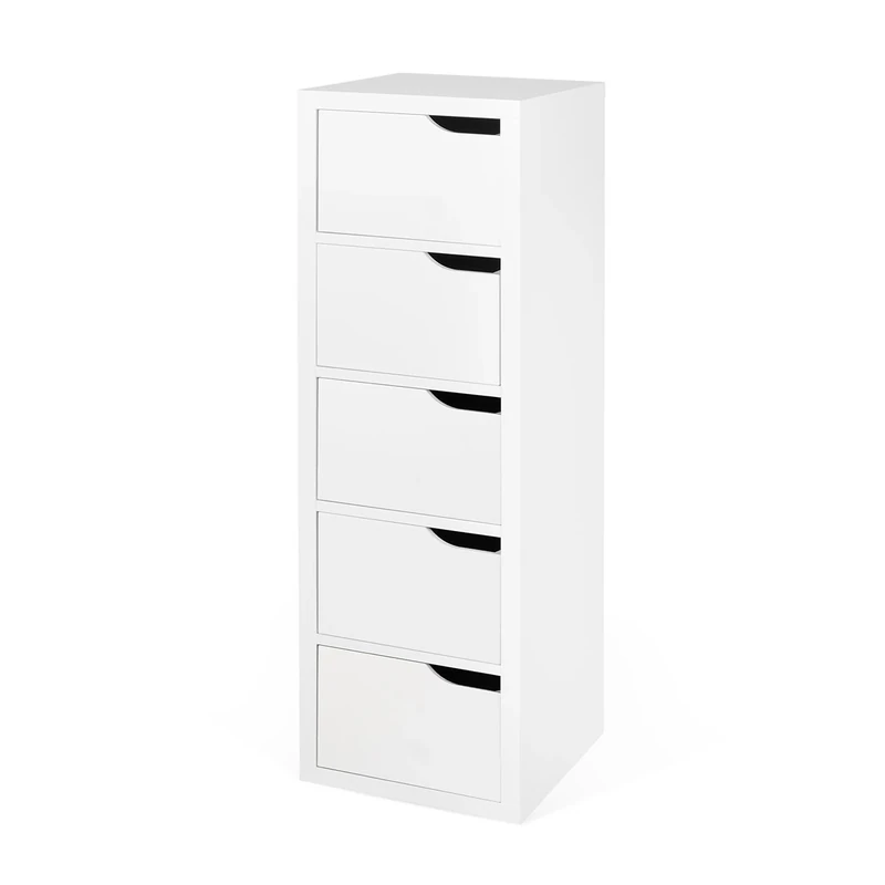 TemaHome Basics 5-Drawer Module, 34 x 34 x 107.5 cm, Lacquered Matt White