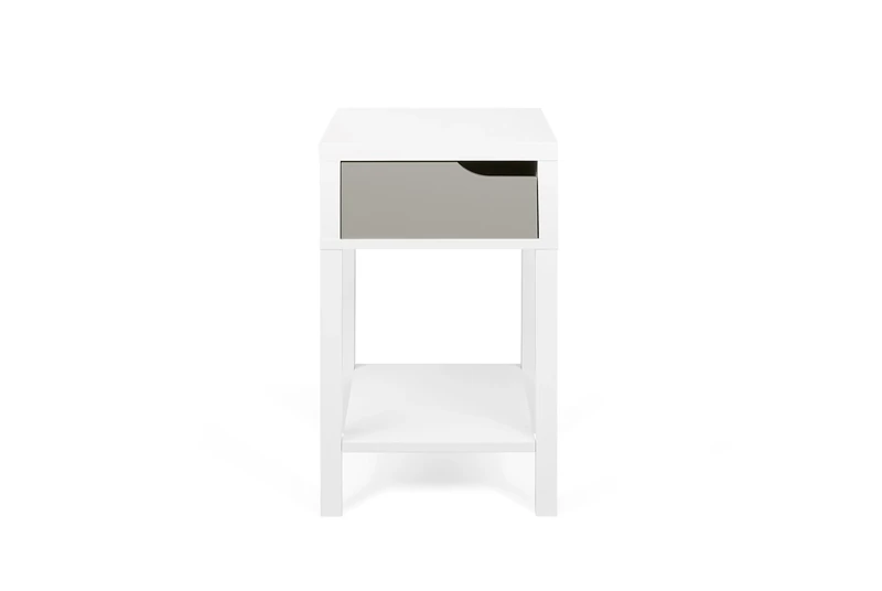 TemaHome Basics Bedside Night Table, Wood, White with Grey Drawer Front, 34x34x58.7 cm