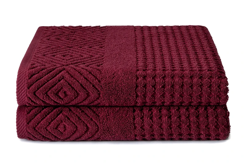 Texere Organic Cotton Jacquard Bathroom Towels (2-Pack, Merlot) for Women