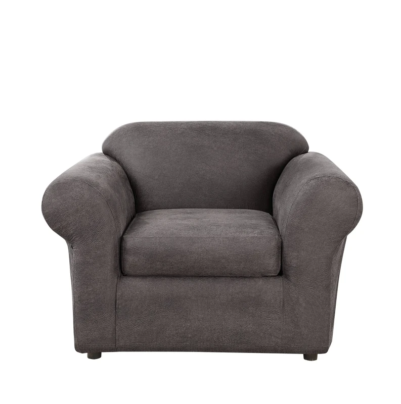 Surefit Box Cushion Chair, Antiqued Slate