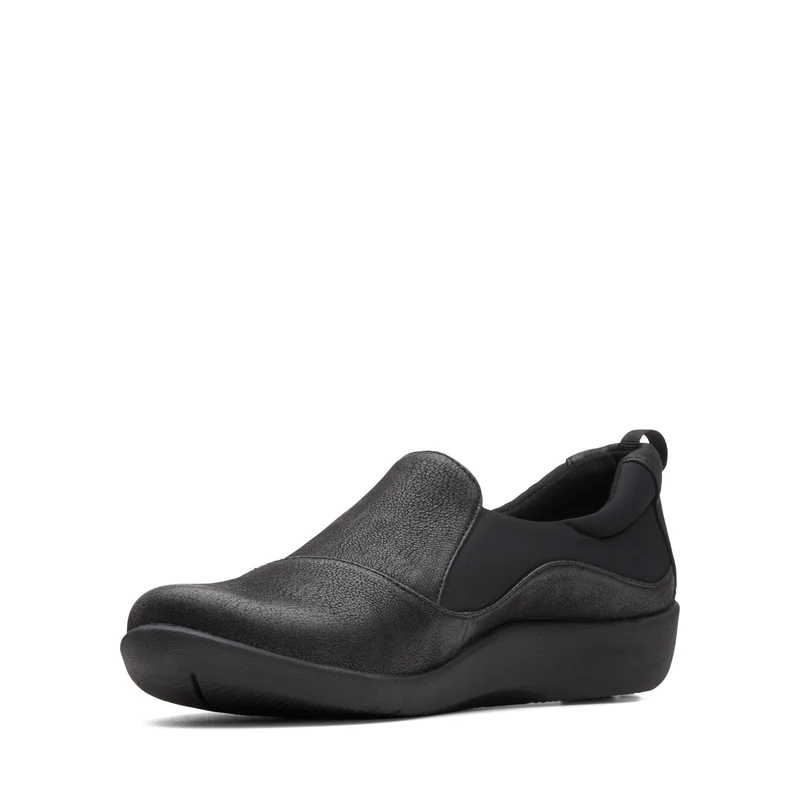 Clarks Women's Sillian Paz Slip-On Loafer, Black Synthetic Nubuck, 3 UK