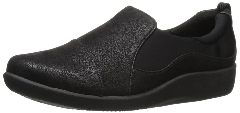 Clarks Women's Sillian Paz Slip-On Loafer, Black Synthetic Nubuck, 5.5 UK