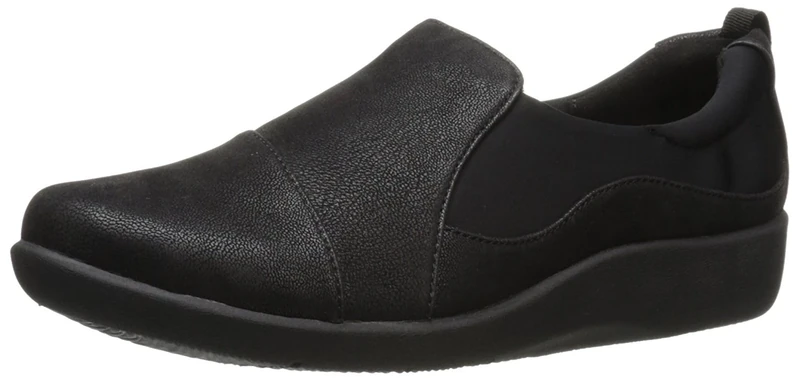 Clarks Women's Sillian Paz Slip-On Loafer, Black Synthetic Nubuck, 8 UK