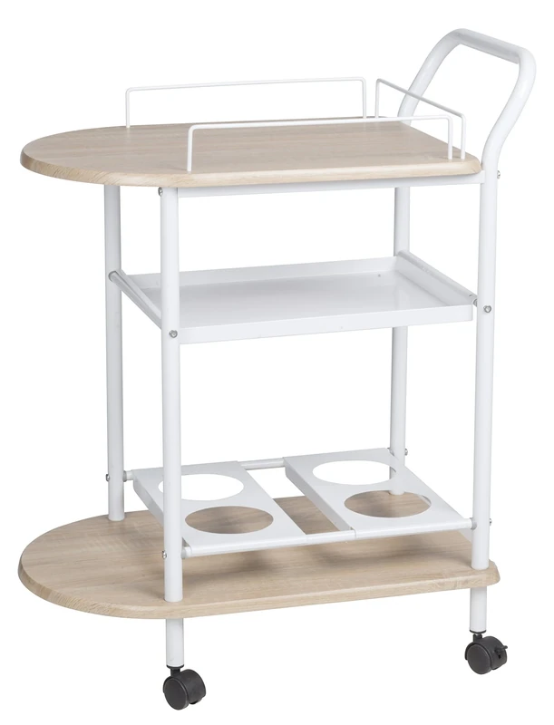 Homestyle ce2701010 Kitchen Trolley in White/Oak 38 x 62 x 84.5 × cm