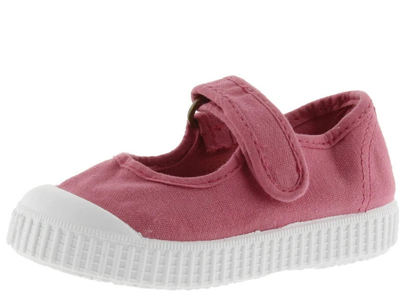 victoria Unisex 1915 Dyed Canvas Mary Janes DREC & Hook-and-Loop Strap & Reinforced Toe 136605 for Kids FRAMBUESA 34