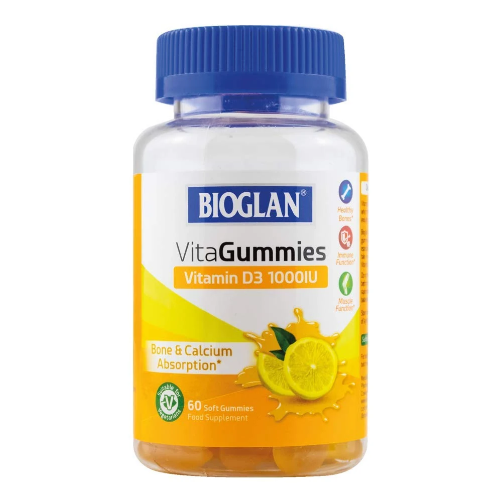 Bioglan Vitagummies | High Strength Vitamin D3 | Vegetarian Friendly | Delicious lemon flavour | 60 Chewy Gummies