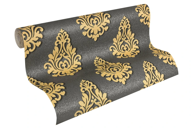 Architects Paper Nobile Classic Patterned Wallpaper Textured Wallpaper Cream Metallic, Black, 959815