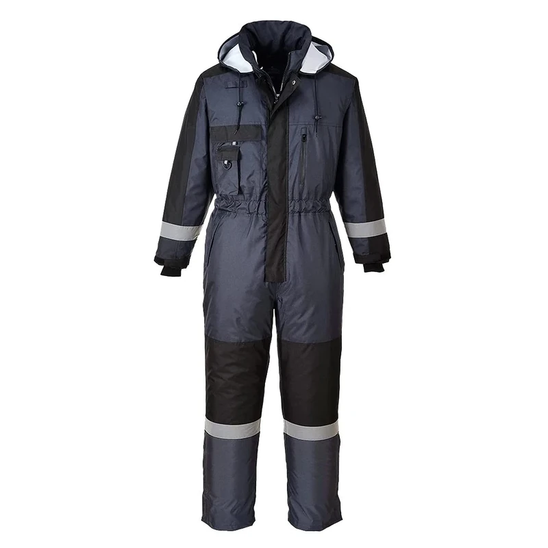 Portwest S585 Men's Hi Vis Winter Work Overalls Waterproof Protective Boiler Suit 300D Polyester Coveralls Durable Thermal Lined Workwear Rain Suit Navy, XX-Large