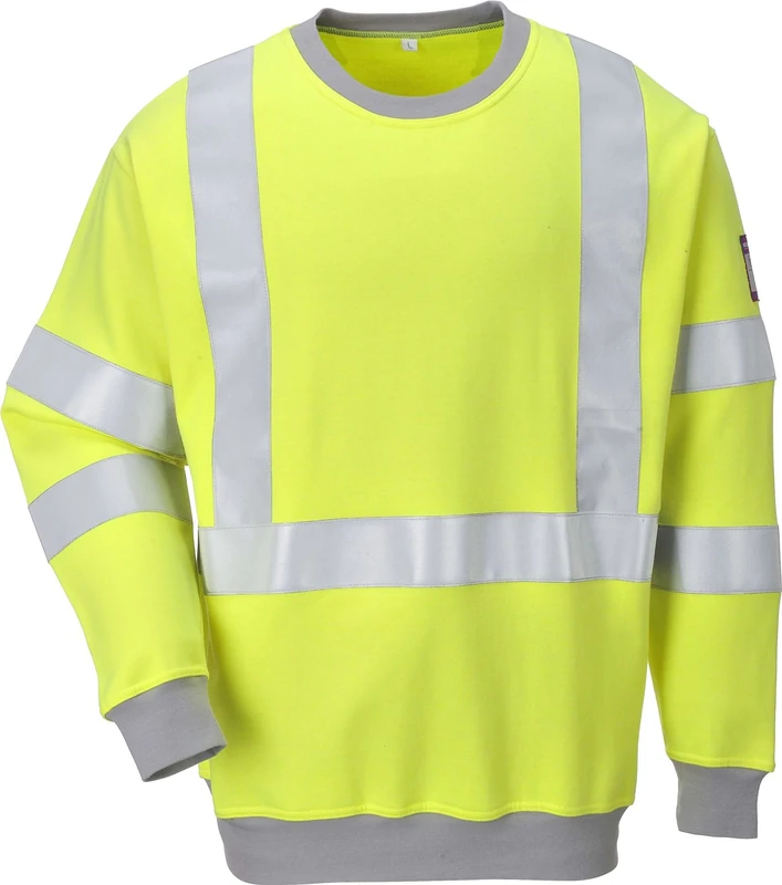 Portwest Flame Resistant Anti-Static Hi-Vis Sweatshirt, Color: Yellow, Size: S, FR72YERS