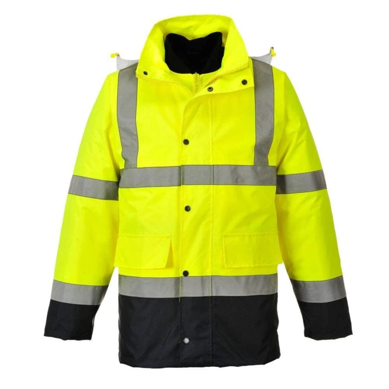 Portwest Hi-Vis 4-in-1 Contrast Traffic Jacket, Size: XXXL, Colour: Yellow/Navy, S471YNRXXXL