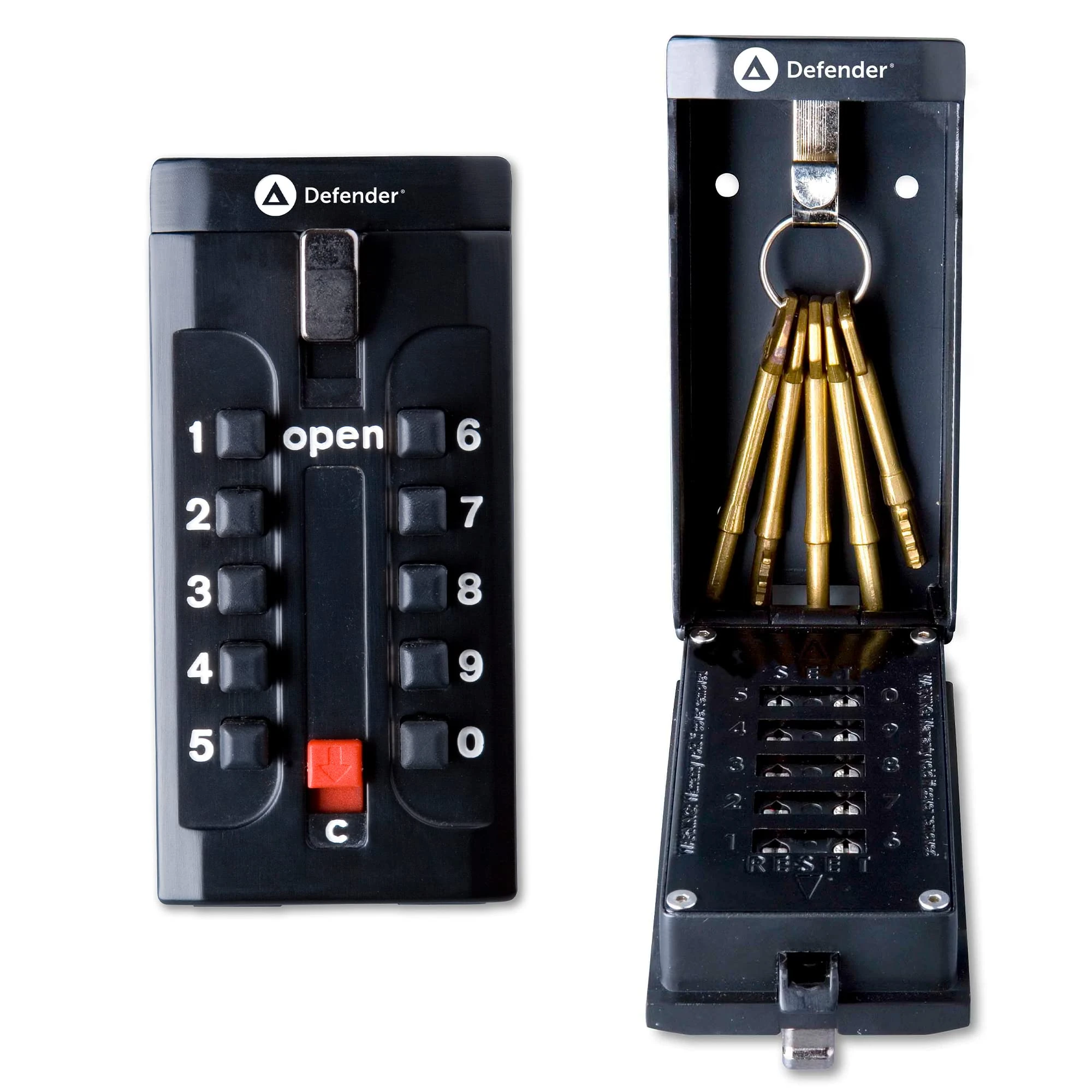 Defender Push Button Key Safe - Outdoor Wall Mounted Waterproof Lock Box - Secure Combination Key Storage Cabinet with Free Fixing Kit for Home, Office & Airbnb