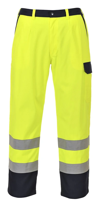 Portwest Hi-Vis Bizflame Pro Trousers, Color: Yellow/Navy, Size: L, FR92YERL