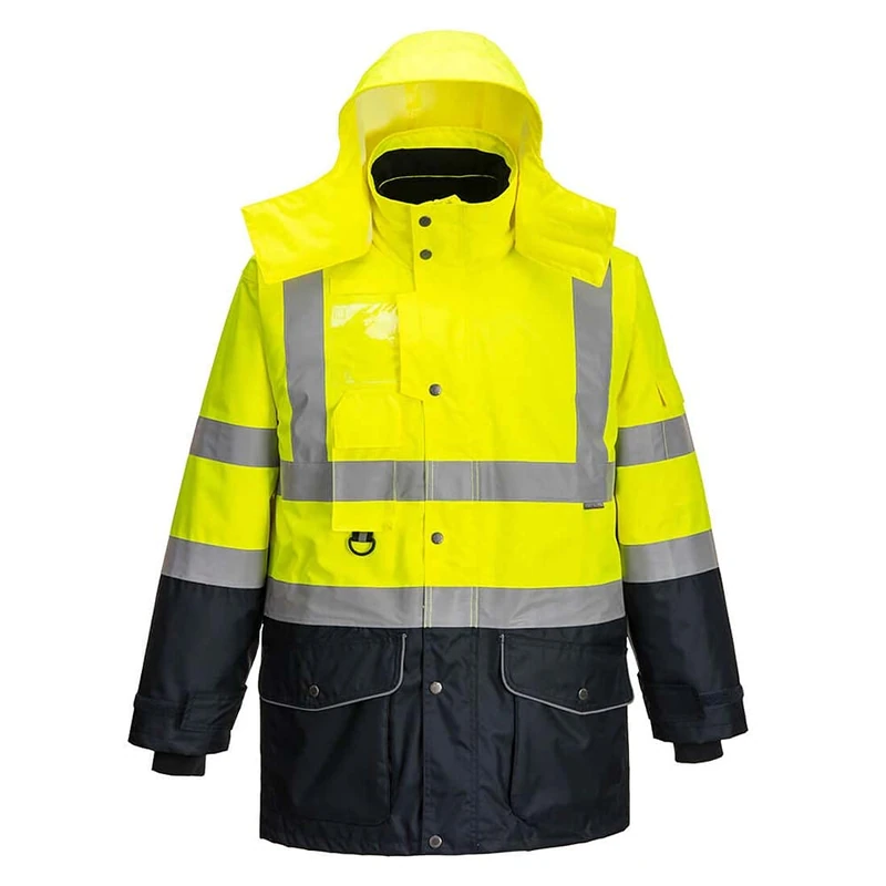 Portwest Hi-Vis 7-in-1 Contrast Traffic Jacket, Size: XL, Colour: Yellow/Navy, S426YNRXL