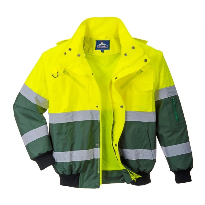 Portwest X Hi-Vis Bomber Jacket, Color: Yellow/Green, Size: Large, C565YGRL