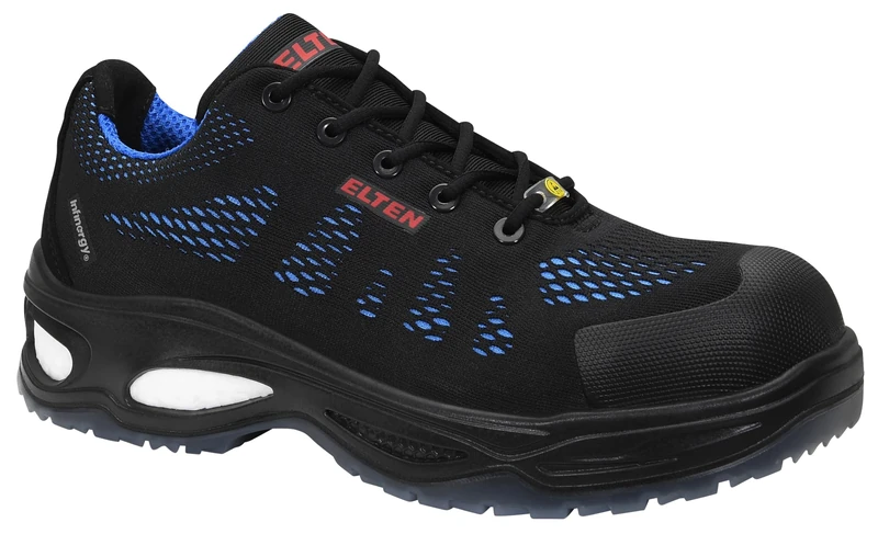 Elten Safety Shoes, Logan, Blue, Low Esd S1, Men’s, Sporty, Lightweight, Black/Blue, Plastic Cap, Men's Safety Shoes