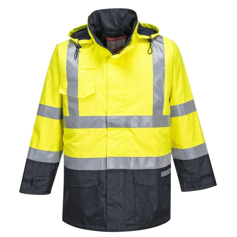 Portwest Bizflame Rain Hi-Vis Multi-Protection Jacket, Size: XXXL, Colour: Yellow/Navy, S779YNRXXXL