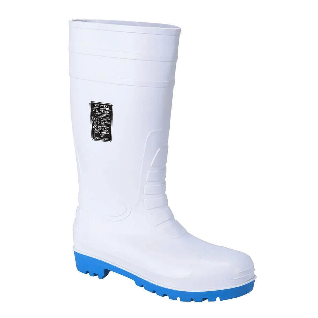 Portwest FW95 Steel Toecap PVC Waterproof Mens Wellington Boots Adult Safety Wellies Slip Resistant Protective Footwear White, 3 UK