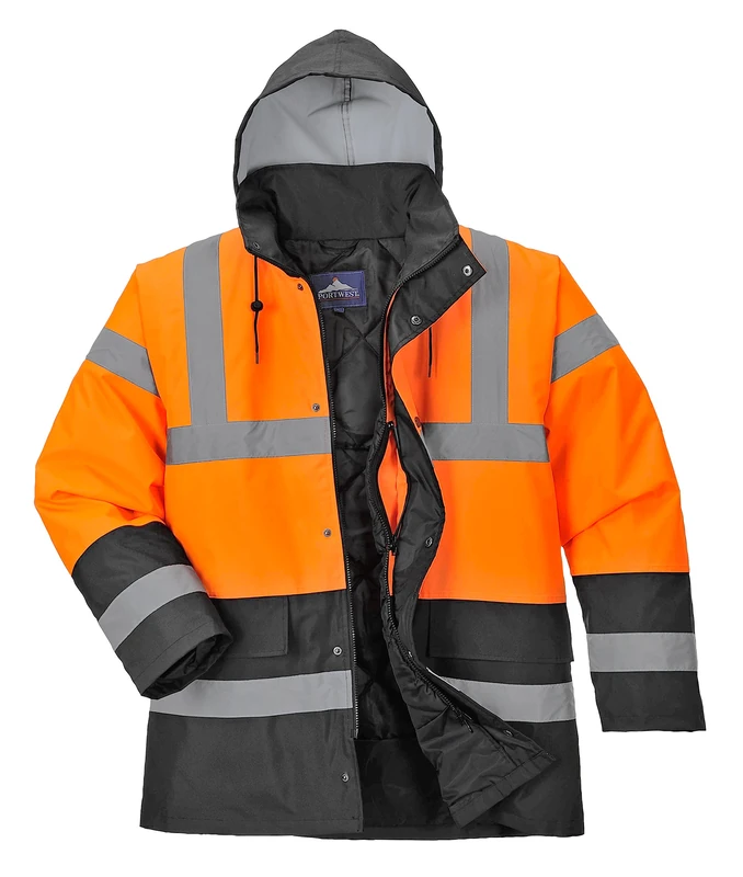 Portwest S467 Hi-Vis Contrast Winter Traffic Jacket Multi Pocket Waterproof
