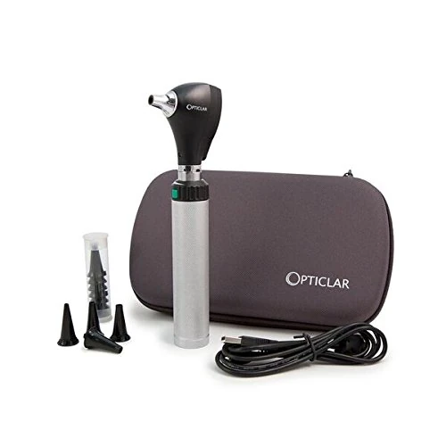 Opticlar 100.020.041W S1 Practice LED Fibre Optic Otoscope - USB Rechargeable Handle, Zip Case, Welch Allyn Tip Compatible