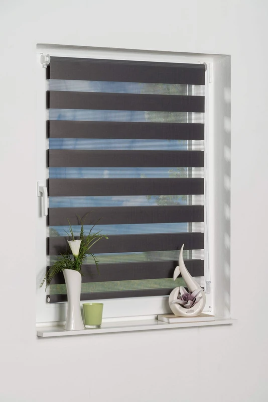 K-home Klemmfix Madrid Double Roller Blind without Drilling, Grey, Grey, 80 x 150 cm