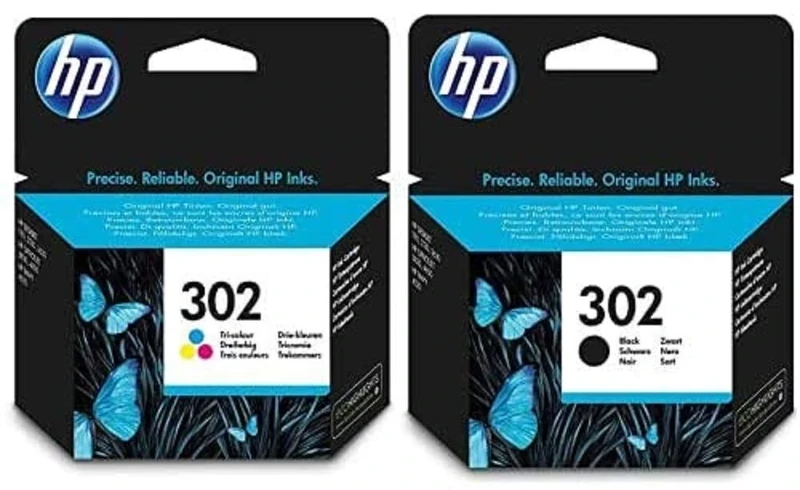 HP F6U65AE, F6U66AE 302 Original Ink Cartridges, Black and Tri-colour, Bundle, Pack of 2
