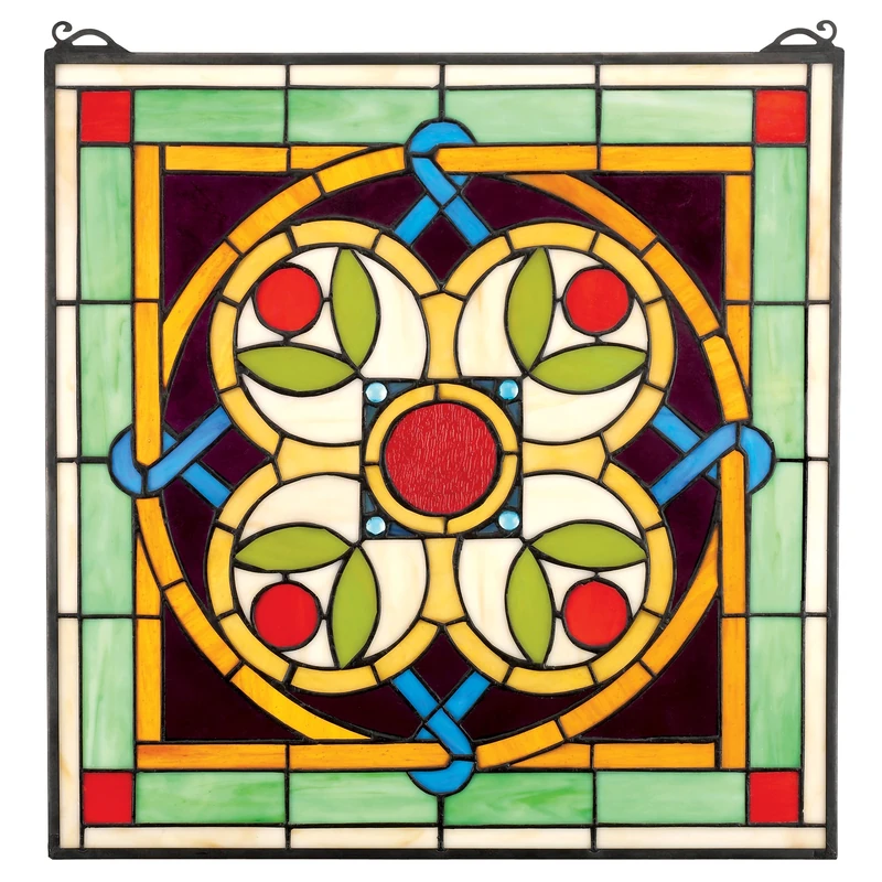 Design Toscano Celtic Floral Quatrefoil Stained Glass Window