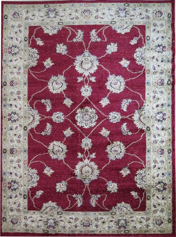 ASPECT Heart Oriental Traditional Rug/Red Background With Beige Border (120x170cm), 120 x 170 cm