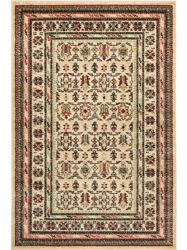 ASPECT Mashad Oriental Traditional Bordered Rug/Red-Beige (120x170cm), Polypropylene, 170 x 120 x 0.8 cm, RUG159/170