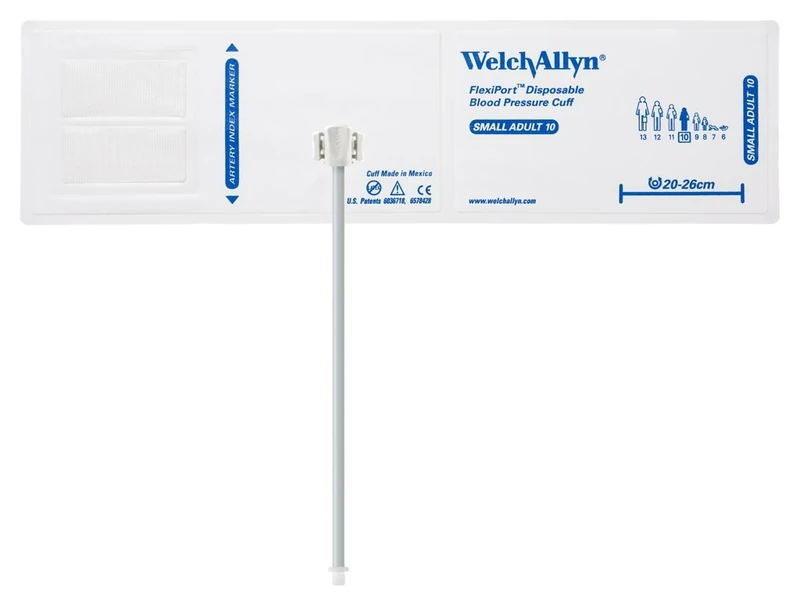 Welch Allyn SOFT-10-1SC FlexiPort Soft Disposable Blood Pressure Cuffs, One-Tube Screw-Type Connector, Small Adult [size 10] (Pack of 20)