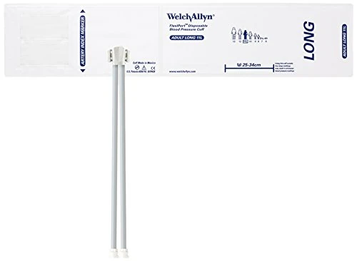 Welch Allyn SOFT-11L-2MQ FlexiPort Soft Disposable Blood Pressure Cuffs with Two-Tube Locking Type Connector, Adult Long [size 11L] (Pack of 20)