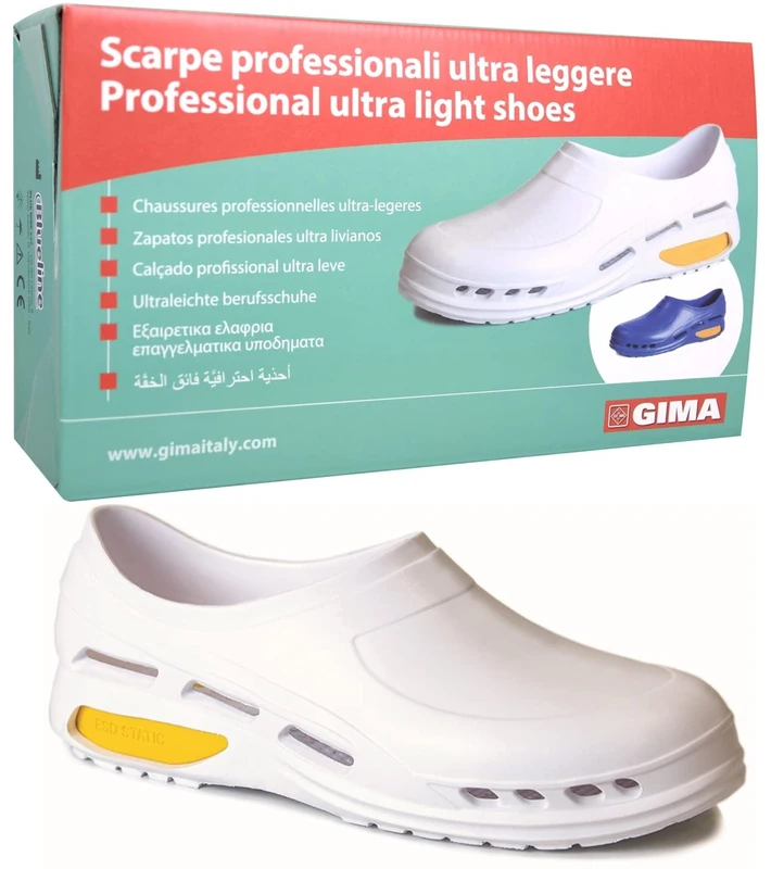 Gima - Ultra Light Professional Working Shoes, Aerated, Anatomic, Antishock, Antislip, Antistatic, Latex Free, Size EU 34, White, 1-Pair - Image 1