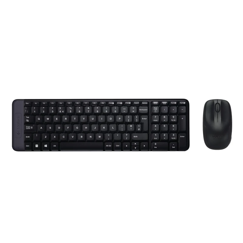 Logitech MK220 Compact Wireless Keyboard and Mouse Combo for Windows, 2.4 GHz Wireless with Unifying USB-Receiver, Wireless Mouse, 24 Month Battery Life, PC/Laptop, QWERTY UK English Layout - Black