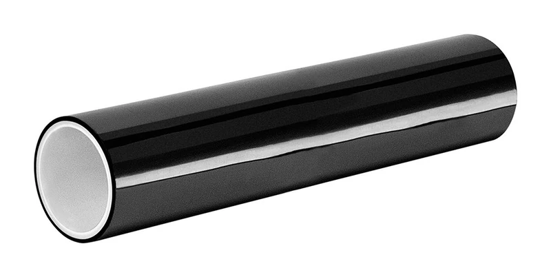 TapeCase TC830 5" X 72YD-BLACK Black Metalized Polyester/Acrylic Adhesive Film Tape, 0.002" Thick, 72 yd. Length, 5" Width, 1 Roll - Image 1